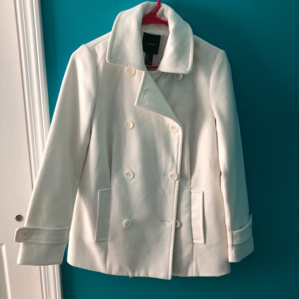 Forever 21 white pea coat.